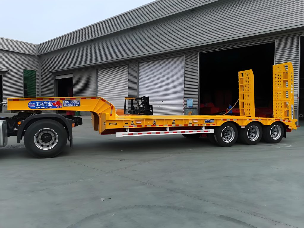 3 axle lowbed trailer for excavator and heavy equipment transport