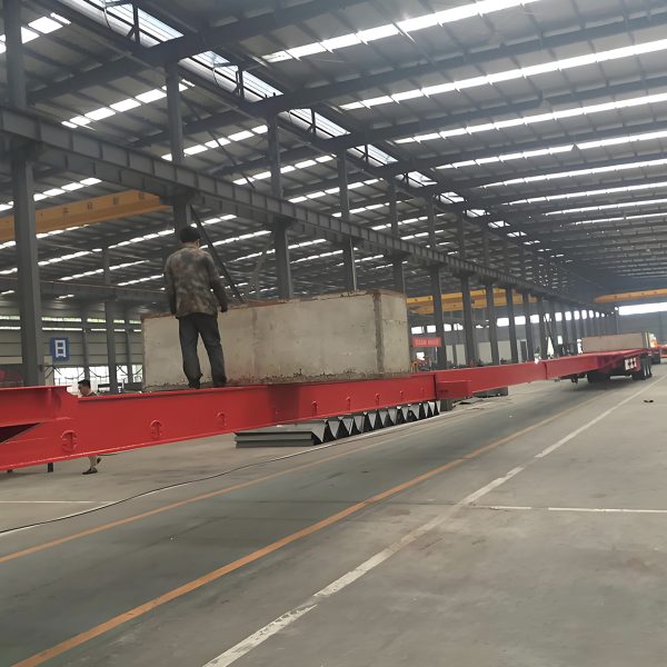 extendable flatbed trailer for long cargo yard loading