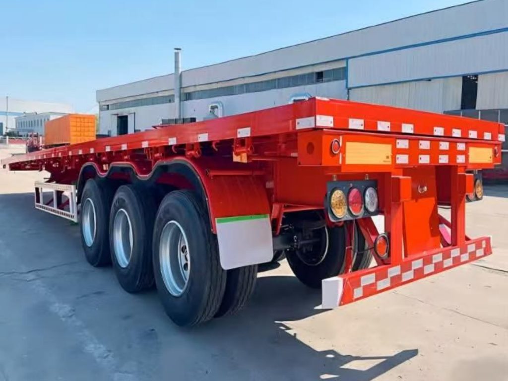Flatbed trailer for shipping container