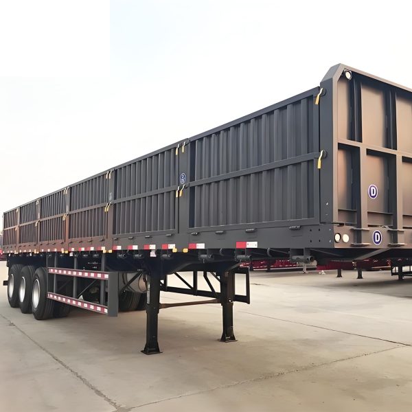Side wall semi trailer for bagged cargo palletized goods and building materials