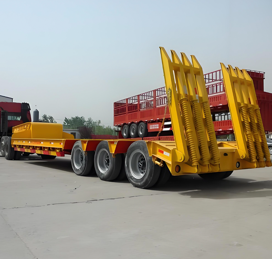 three axle lowboy trailer