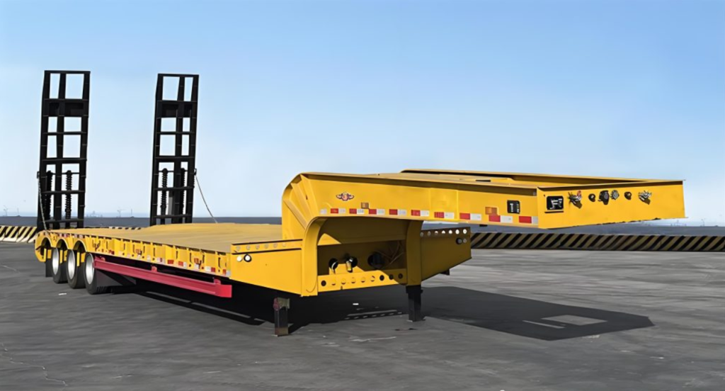 Low deck trailer platform for oversized equipment transport