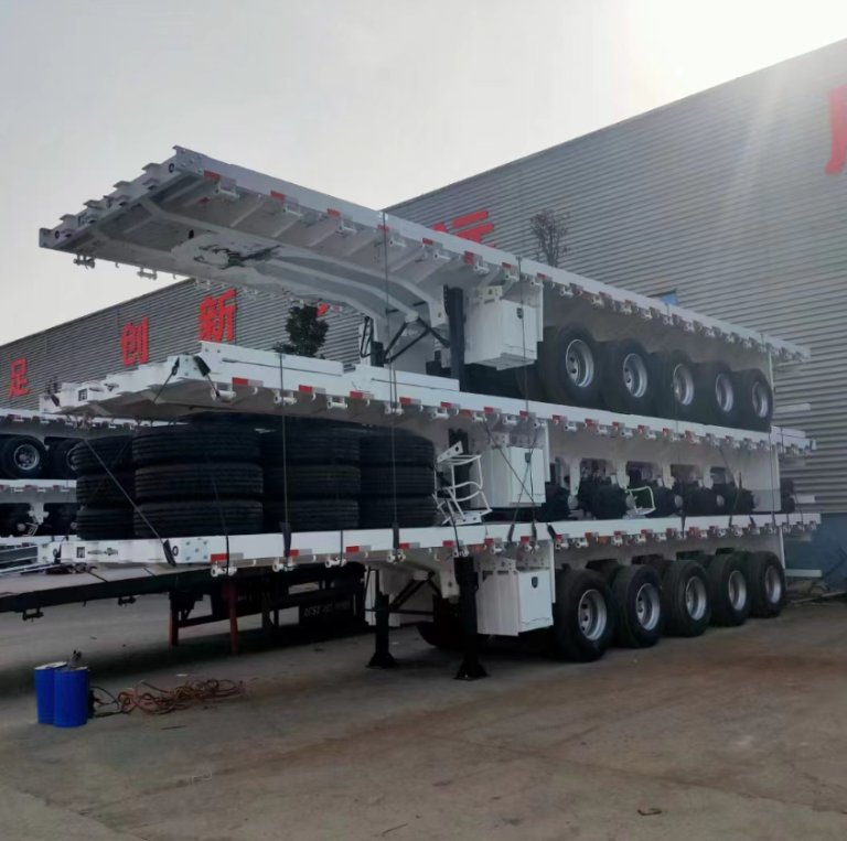 heavy duty flatbed semi trailer for long cargo transport