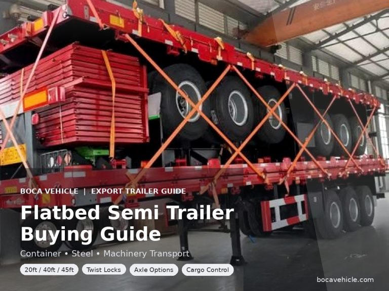Flatbed semi trailer for container steel and machinery transport