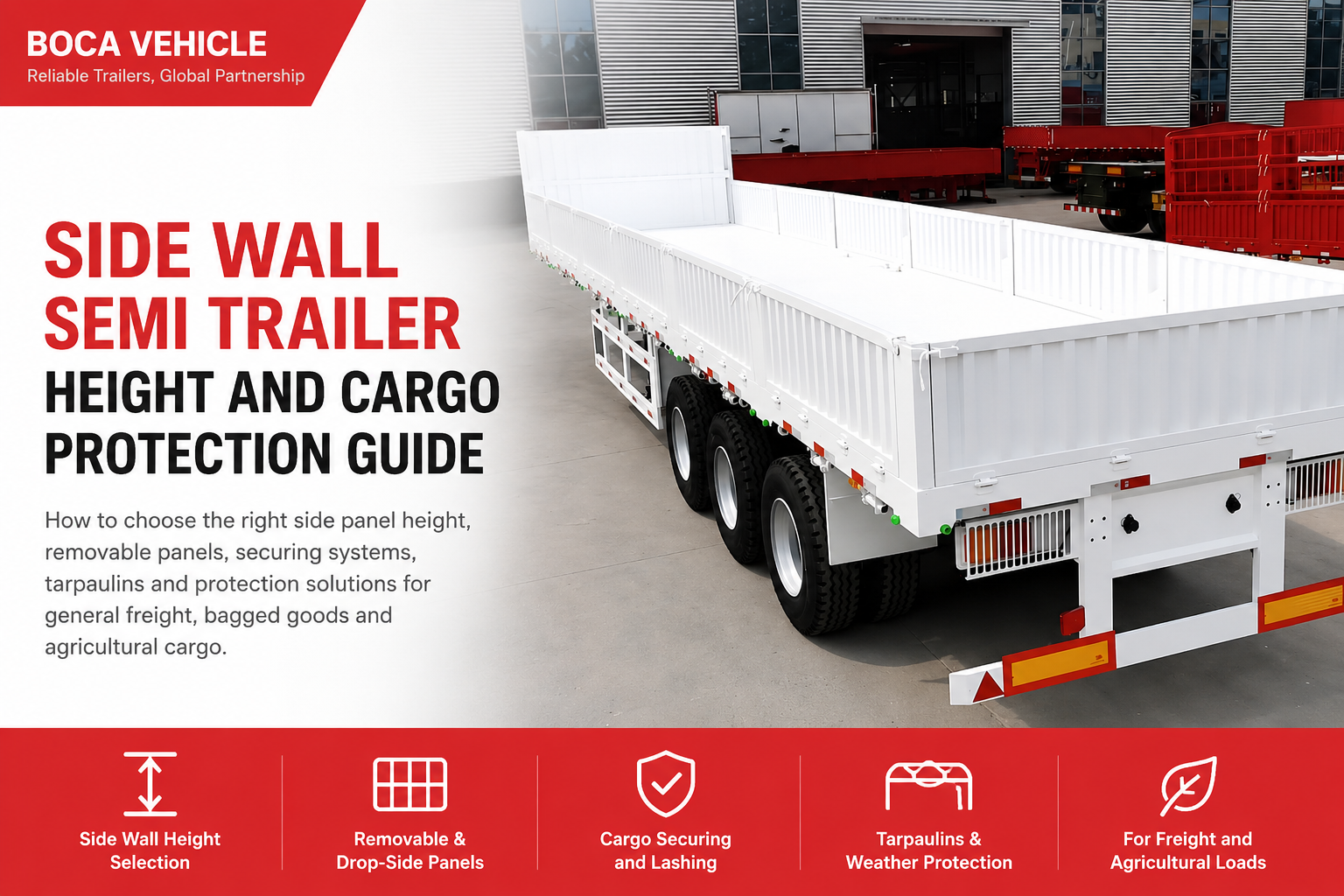 White side wall semi trailer with removable panels for cargo protection